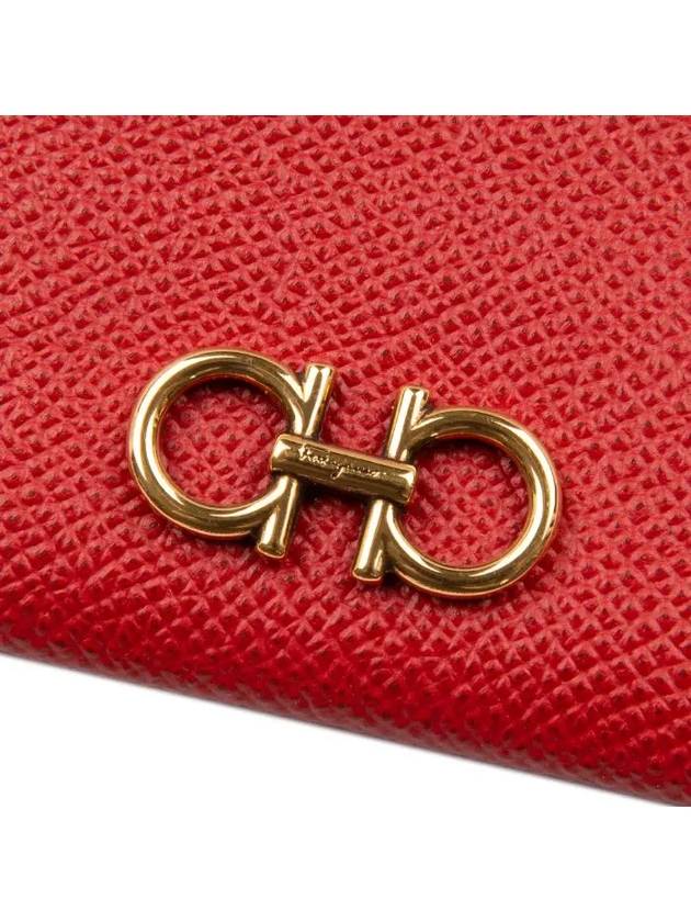 Gancini Card Wallet Lipstick Red - SALVATORE FERRAGAMO - BALAAN 5