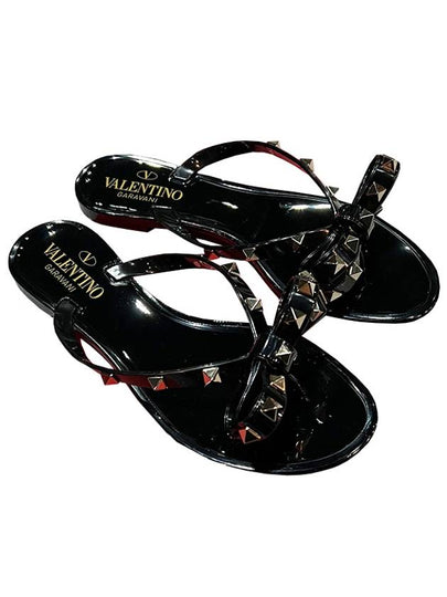 Rockstud Bow Flip Flops Black - VALENTINO - BALAAN 2