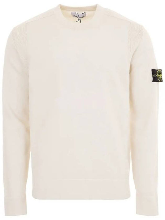 Compass Badge Crewneck Virgin Wool Knit Top Plaster - STONE ISLAND - BALAAN 2