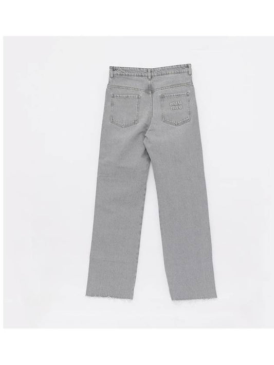 Relaxed Fit Denim Cotton Straight Jeans Grey - MIU MIU - BALAAN 2