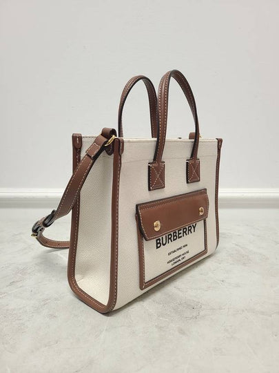 Two tone canvas leather Freya tote bag mini - BURBERRY - BALAAN 2