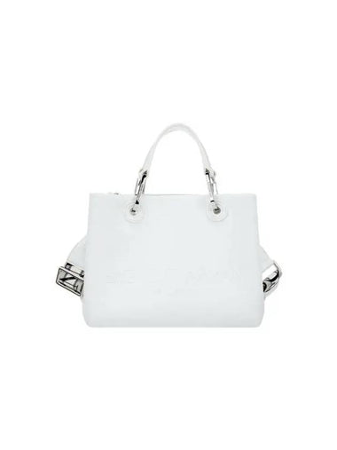 Women s MyEA Embossed Logo Small Shopper Bag White - EMPORIO ARMANI - BALAAN 1