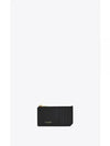 Ripple Embossed Leather Fragments Zip Card Wallet Black - SAINT LAURENT - BALAAN 2