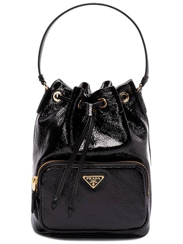 Duet Naplak Patent Leather Bucket Bag Black - PRADA - BALAAN 2