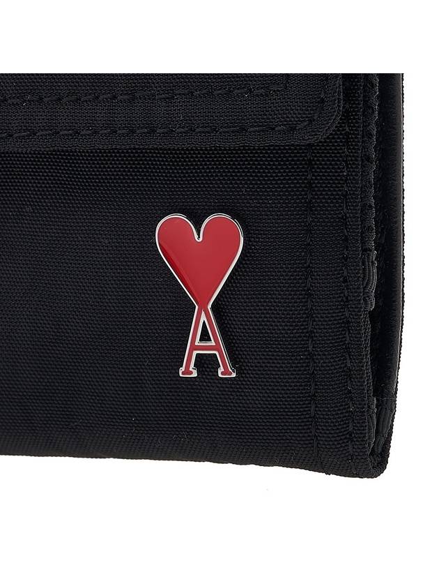 Signature Heart Logo D Ring Bicycle Wallet Black - AMI - BALAAN.