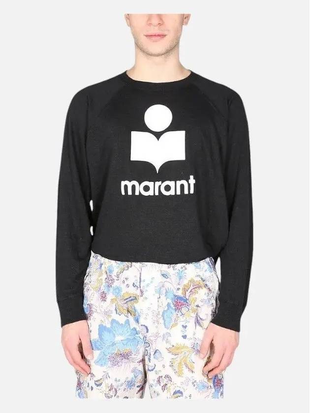 Kieffer Logo Print Linen Long Sleeve T-Shirt Black - ISABEL MARANT - BALAAN 2