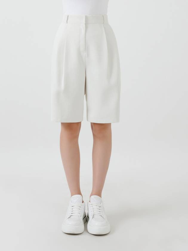 Tony two-pin tuck back banding half pants ivory TONY12IV - RAMUSTUDIO - BALAAN 3