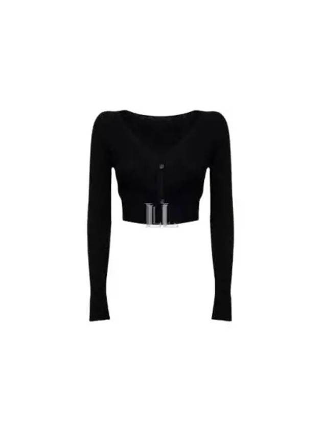 Le Alzou Cropped Mohair Cardigan Black - JACQUEMUS - BALAAN 2