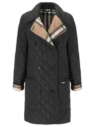 Tything Diamond Quilted Double Coat Black - BURBERRY - BALAAN 2