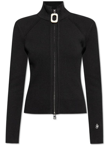 JW Anderson Ribbed Cardigan, Women's, Black - JW ANDERSON - BALAAN 1