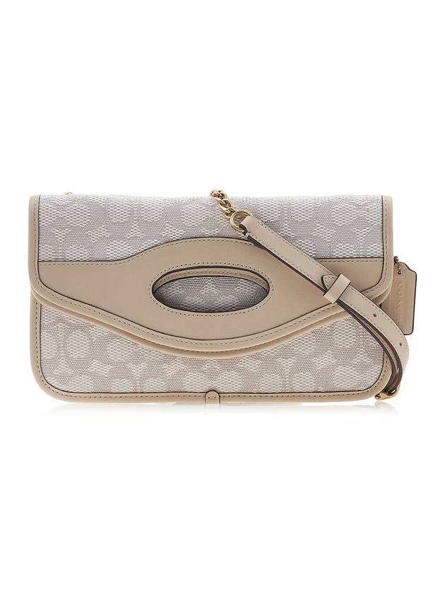 Signature Jacquard Foldover Cut Out Clutch Cross Bag Chalk Ivory - COACH - BALAAN 1