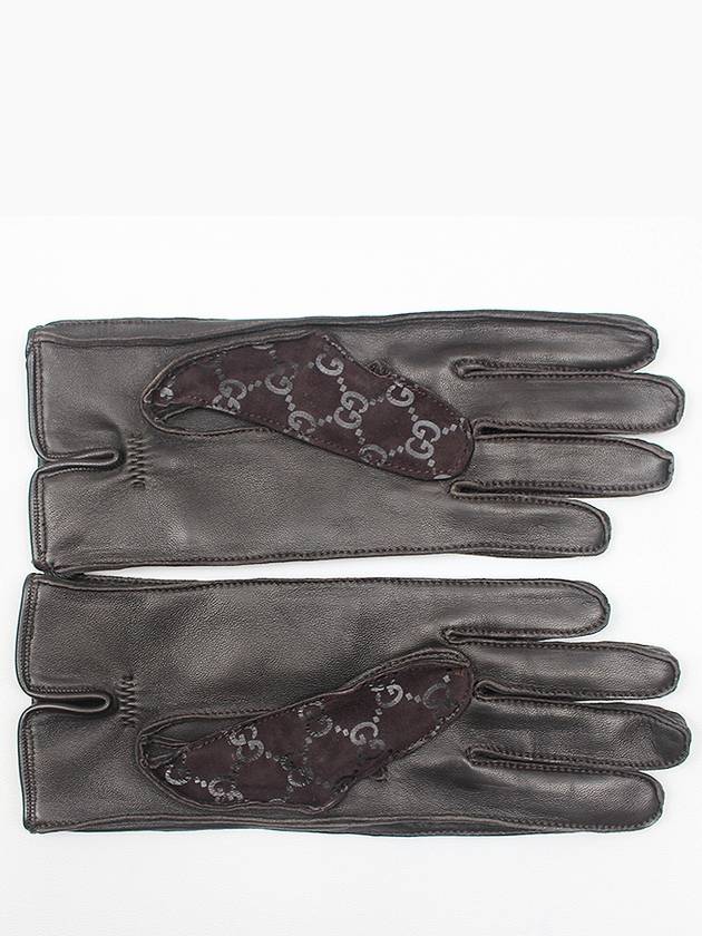 GG logo suede leather black gloves - GUCCI - BALAAN 3