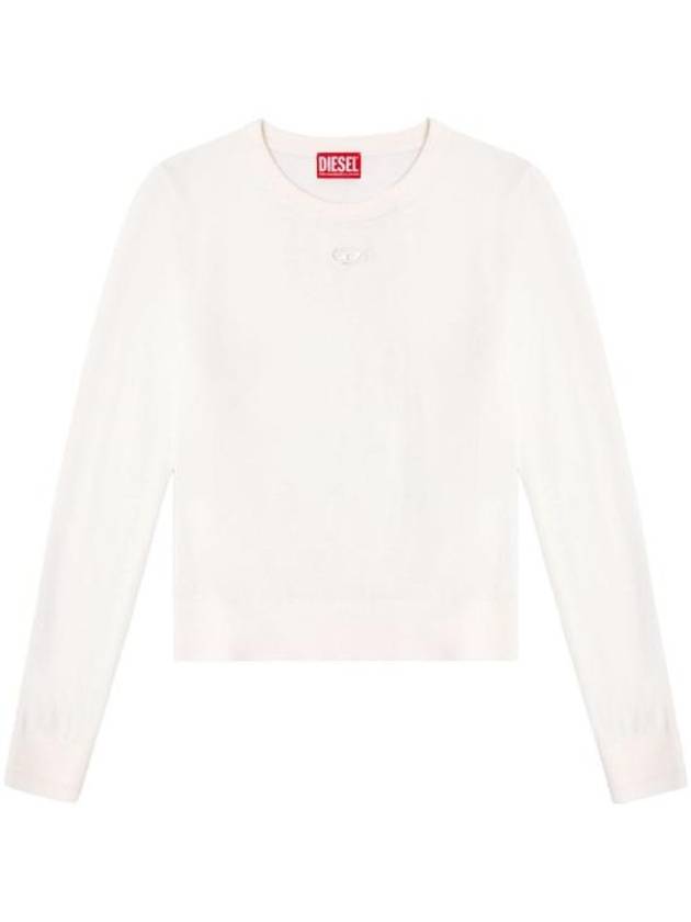 Women's Cut-Out Logo Jumper Wool Knit Top White - DIESEL - BALAAN 2