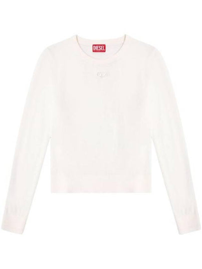 Women's Cut-Out Logo Jumper Wool Knit Top White - DIESEL - BALAAN 2