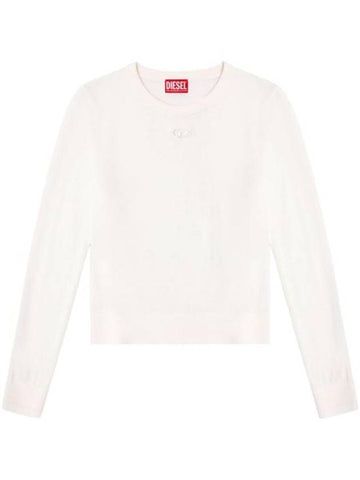 Women's Cut-Out Logo Jumper Wool Knit Top White - DIESEL - BALAAN 1