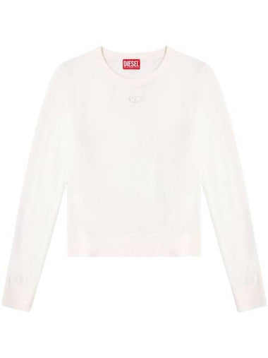 Women's Cut-Out Logo Jumper Wool Knit Top White - DIESEL - BALAAN 1