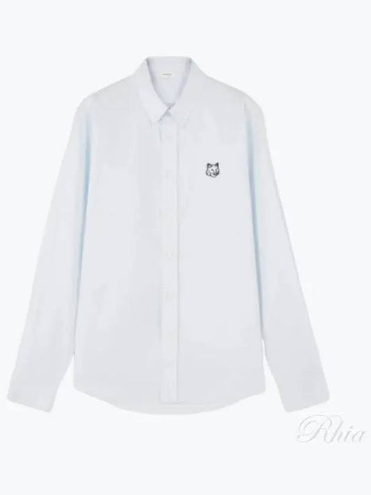 Contour Fox Head Casual Long Sleeve Shirt Blue - MAISON KITSUNE - BALAAN 2