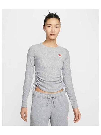 Sportswear Ribbed Crop Long Sleeve T-Shirt Grey - NIKE - BALAAN 2