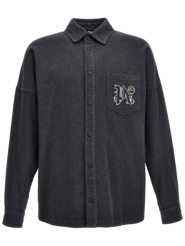 Monogram Overshirt Anthracite PMES002E23FAB0011103 - PALM ANGELS - BALAAN 2