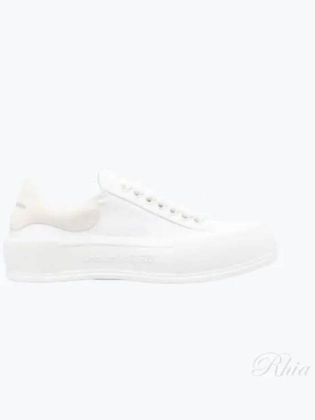 Deck Plimsoll Lace-Up Low-Top Sneakers White - ALEXANDER MCQUEEN - BALAAN 2