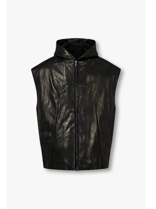 MEN Hooded Over Jumbo Vest Black - RICK OWENS - BALAAN 1