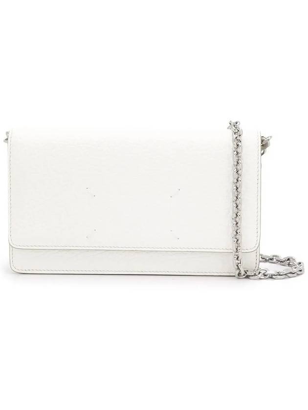 Logo Stitching Large Leather Chain Wallet Long Wallet White - MAISON MARGIELA - BALAAN.