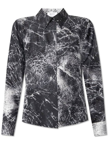 Alexander McQueen Silk Shirt With Print, Women's, Black - ALEXANDER MCQUEEN - BALAAN 1