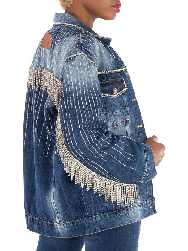 Philipp Plein Crystal Fringe Denim Jacket, Size X-Small - PHILIPP PLEIN - BALAAN 2