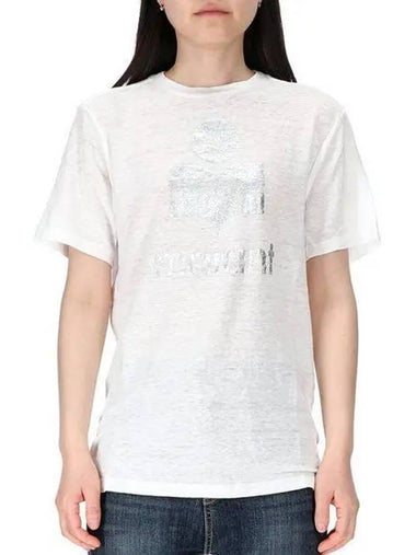 Zwell Logo TS0001FB A1N10E 20WH Women's Linen Short Sleeve T-Shirt 993115 - ISABEL MARANT - BALAAN 1