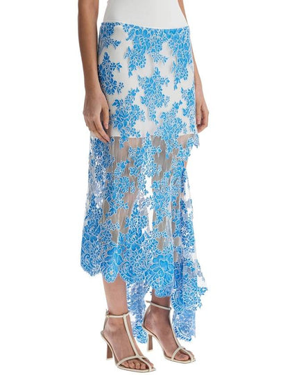 asymmetrical blue floral cotton lace skirt - CHRISTOPHER ESBER - BALAAN 2