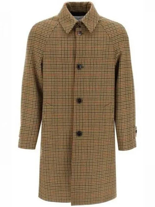 Mac Check Wool Single Coat Beige - CELINE - BALAAN 2