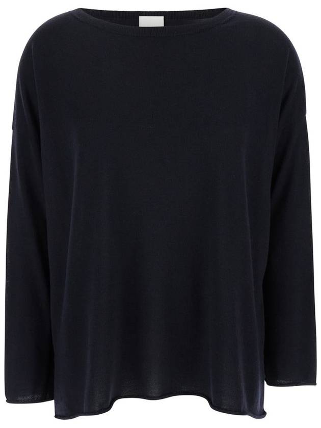 Blue Pullover With Boart Neckline In Wool Woman - ALLUDE - BALAAN 1