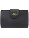 corner zipper medium bifold wallet black - COACH - BALAAN.