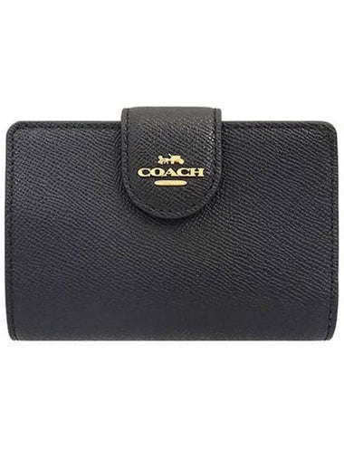 Corner Zipper Bifold Half Wallet Black - COACH - BALAAN 1