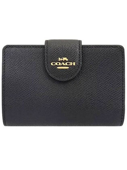 Corner Zipper Medium Half Wallet Black - COACH - BALAAN 1