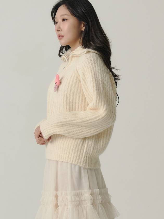 Influencer Seyoung wh Raglan Half Jip up Wool Knit Cream - SORRY TOO MUCH LOVE - BALAAN 4