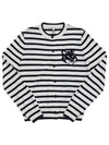 Fox Head Intarsia Regular Striped Cardigan Black White - MAISON KITSUNE - BALAAN 5