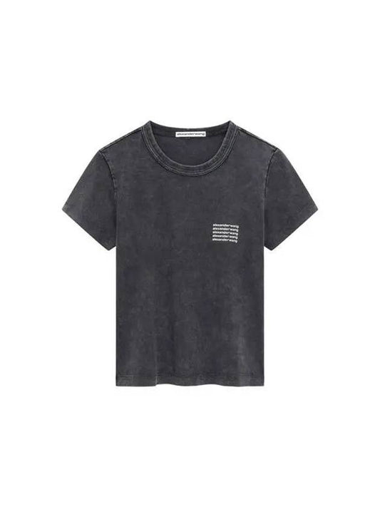 Repeat Logo Short Sleeve T Shirt Black - ALEXANDER WANG - BALAAN 1