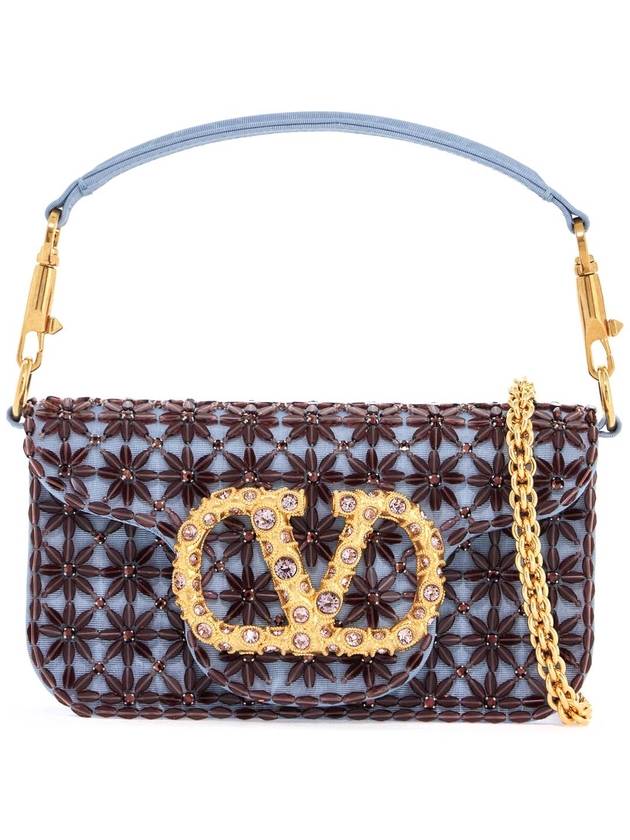 small floral blue cloud and amethyst shoulder bag with crystals - VALENTINO - BALAAN 1