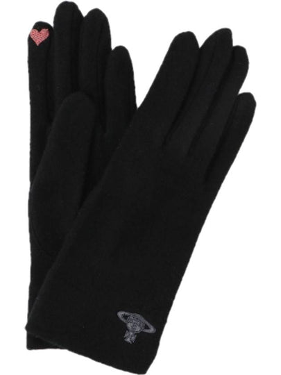 Embroidery ORB Wool Gloves Black - VIVIENNE WESTWOOD - BALAAN 2