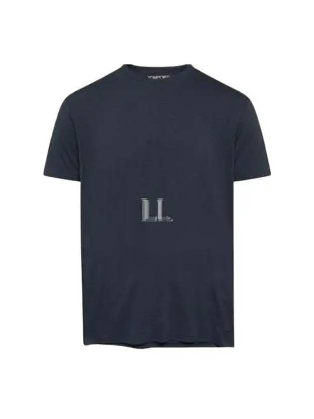 Cotton Crew Neck Short Sleeve T-Shirt Navy - TOM FORD - BALAAN 2