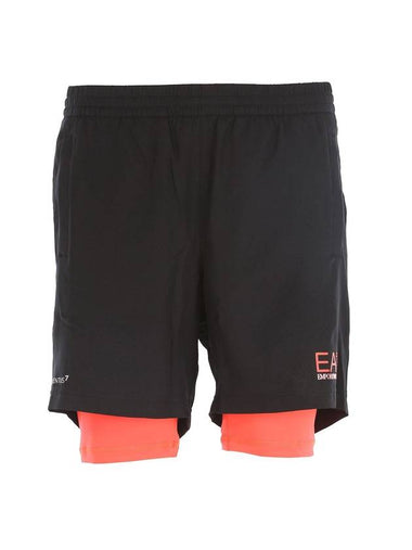 EA7 Layered Shorts Black - EMPORIO ARMANI - BALAAN 1