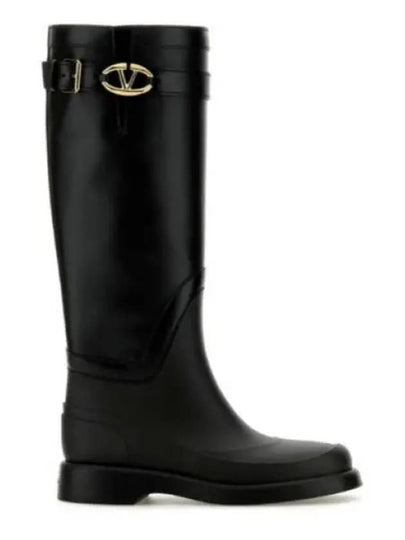 V Logo Bold Edition Long Boots Black - VALENTINO - BALAAN 2