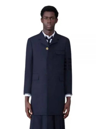 Men's Plain Weave 4 Bar Chesterfield Over Single Coat Dark Blue - THOM BROWNE - BALAAN 2