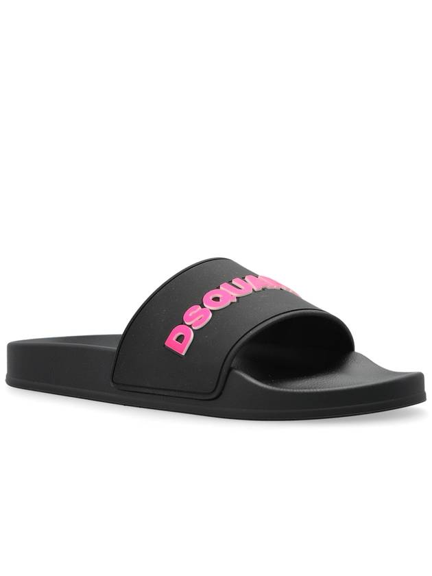 Dsquared2 Rubber Slides With Logo, Women's, Black - DSQUARED2 - BALAAN 4