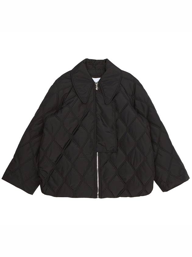 Ripstop Quilt Zip Up Jacket Black - GANNI - BALAAN 2