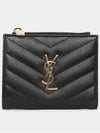 Cassandre Matelasse Grain De Poudre Embossed Leather Half Wallet Black - SAINT LAURENT - BALAAN 3