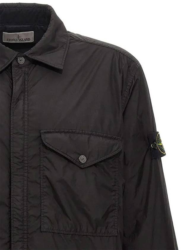 Logo Patch Zip Up Jacket Black - STONE ISLAND - BALAAN 4