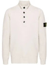 Wappen Patch Half Button Lambswool Knit Top Plaster - STONE ISLAND - BALAAN 2