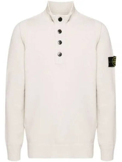 Wappen Patch Half Button Lambswool Knit Top Plaster - STONE ISLAND - BALAAN 2